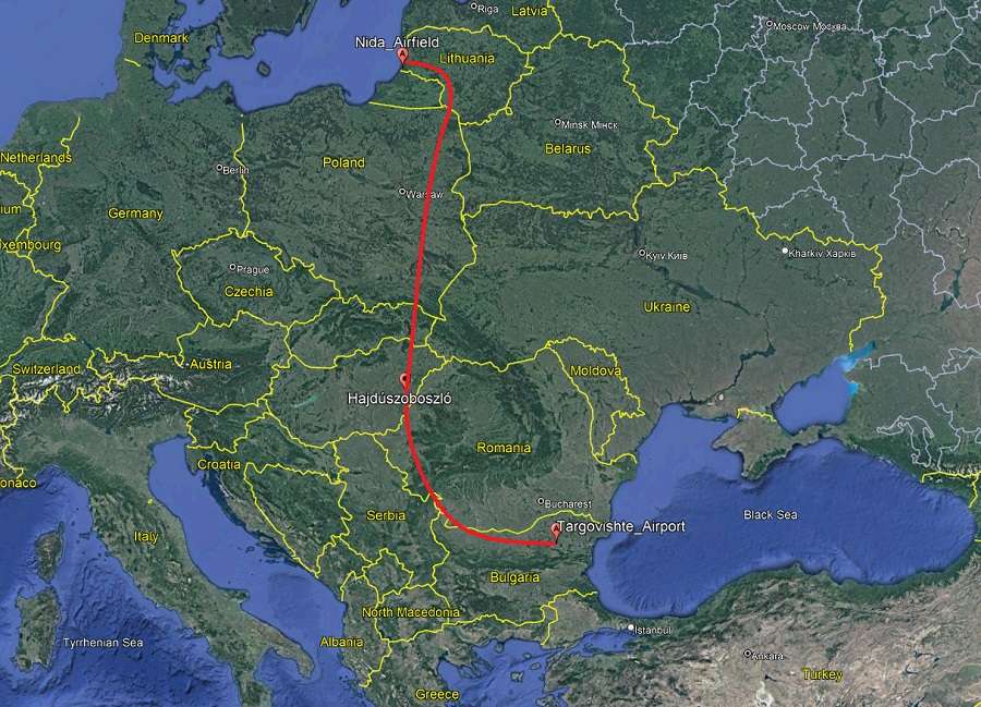 The plane’s hypothetical track. Image: Google Earth